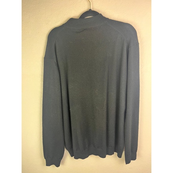 Linea Uomo, Men's v neck sweater, black, wool blend, sweater, size XL - Picture 2 of 6